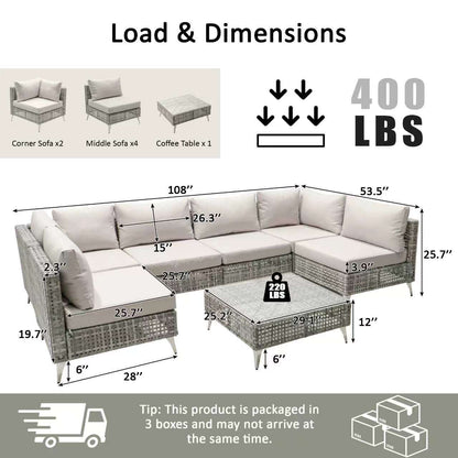 K&K 7-Piece Wicker Patio Furniture Set