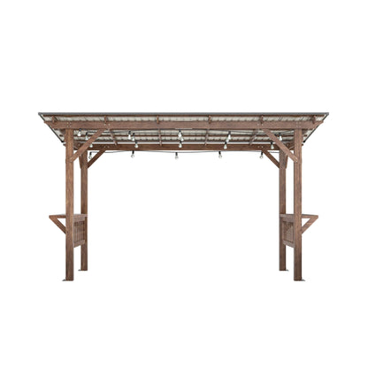 [06X13FT] Alora Durable Outdoor Hardtop BBQ Grill Shelter Gazebo With Shelves (SAK65420)