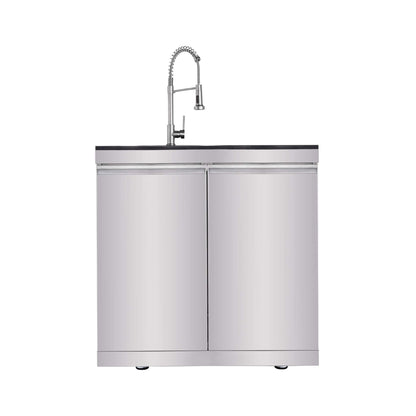 Castelle Flame Blaze 108-Inch 6-Burner 85K BTU Deluxe Stainless Steel Liquid Propane Outdoor Kitchen Grill Island With Wine Cooler, Rotisserie, Cabinets, And Granite Countertops (SAK58310)