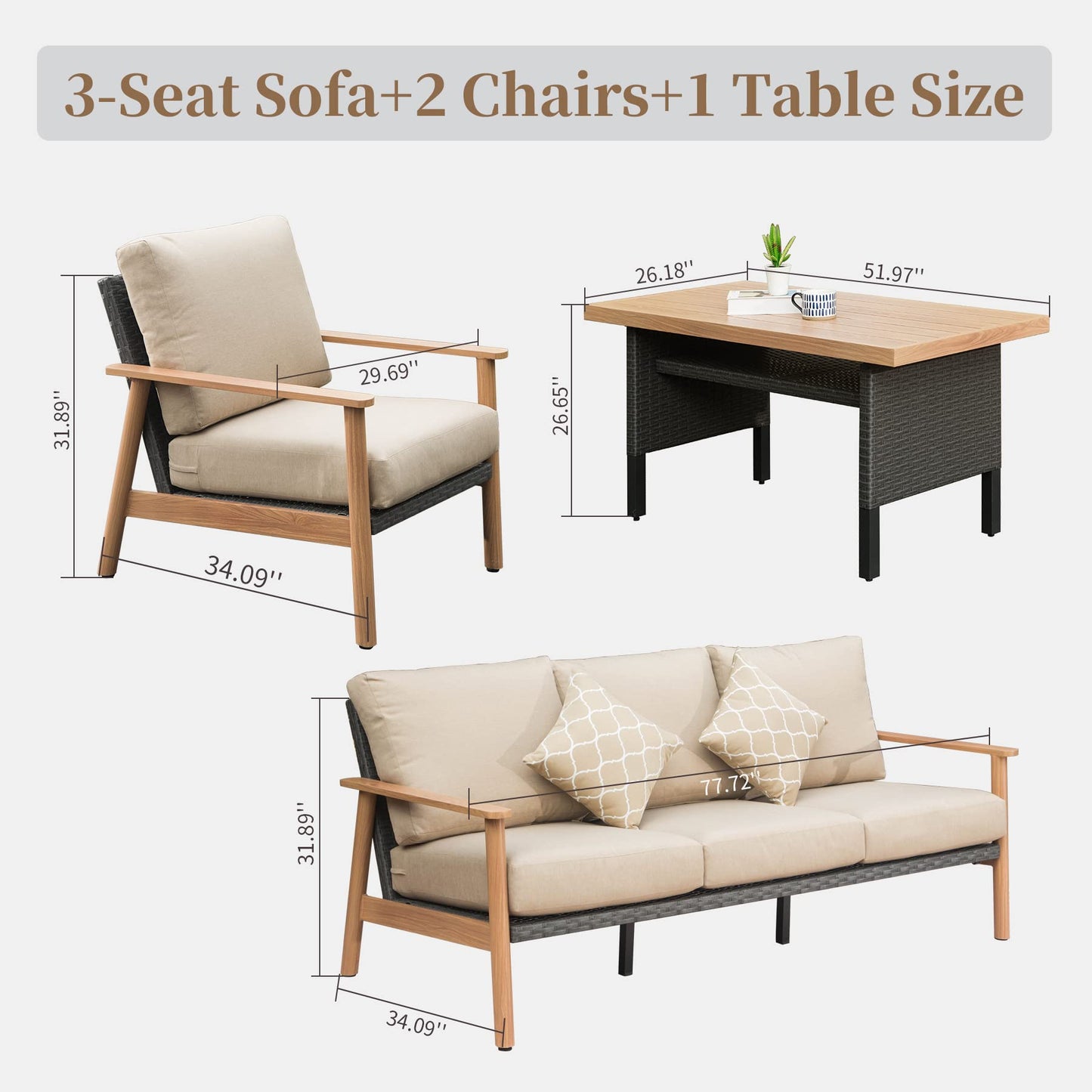 Outdoor Wicker Patio Furniture Sets 4 Pieces