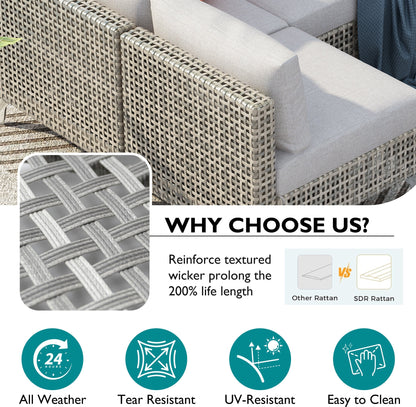 K&K 7-Piece Wicker Patio Furniture Set