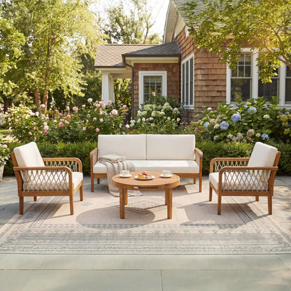 4-Piece Acacia Wood Outdoor Patio Furniture Set