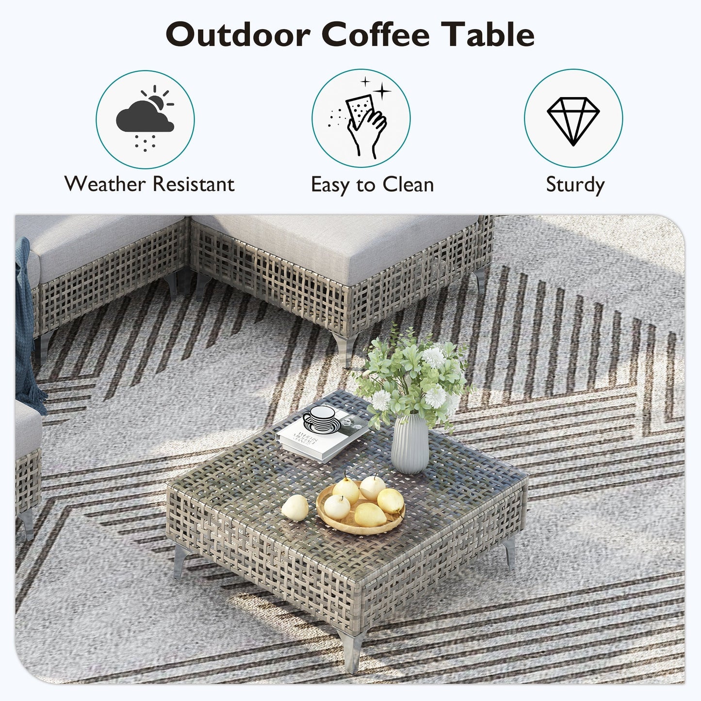 K&K 7-Piece Wicker Patio Furniture Set