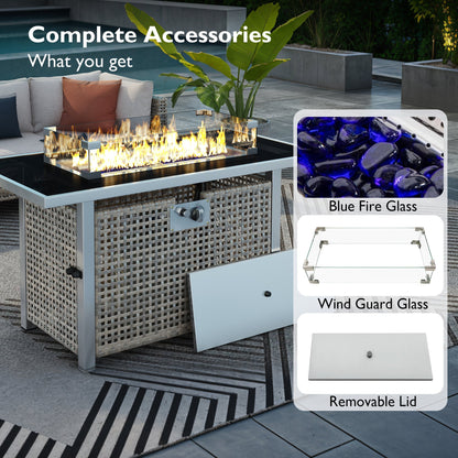 K&K Patio 8-Piece Patio Furniture Set with 43" Fire Pit Table