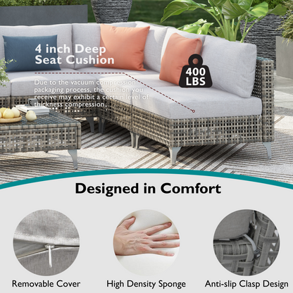 K&K 7-Piece Wicker Patio Furniture Set