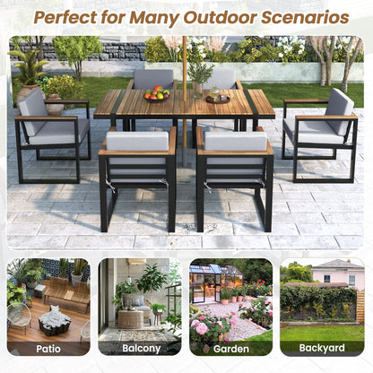 7 Pieces Outdoor Dining Set Patio Dining Table And Chair Set With And Removable Cushions For Patio