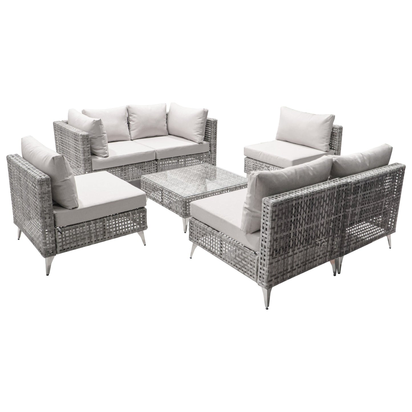 K&K 7-Piece Wicker Patio Furniture Set