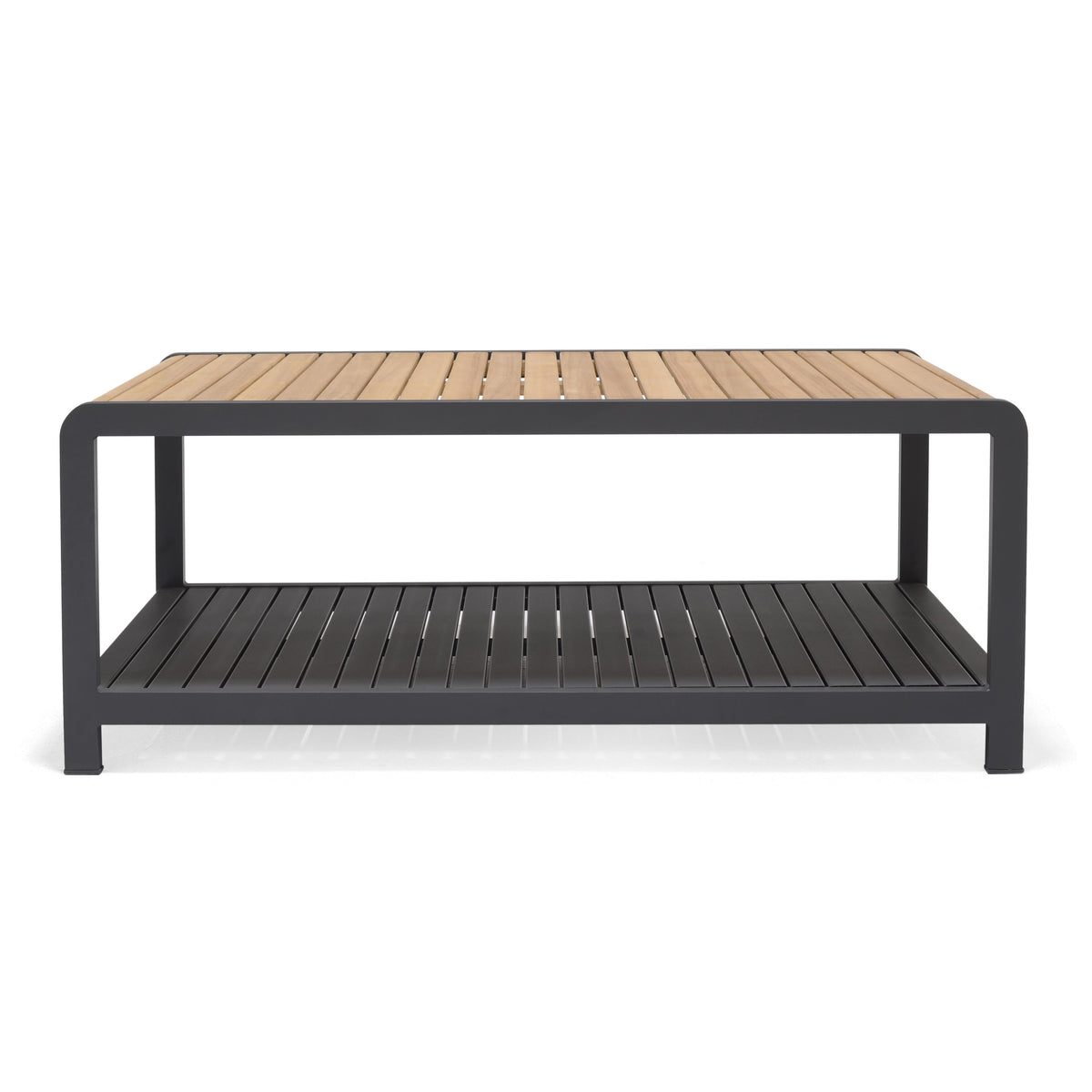 Amber Teak and Aluminum Rectangular Coffee Table