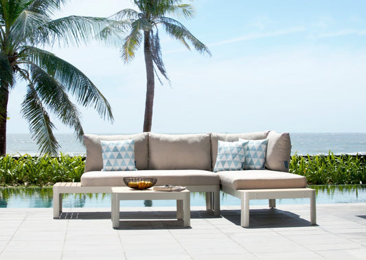 Portals Teak and Aluminum Modular Sofa 3pc Set