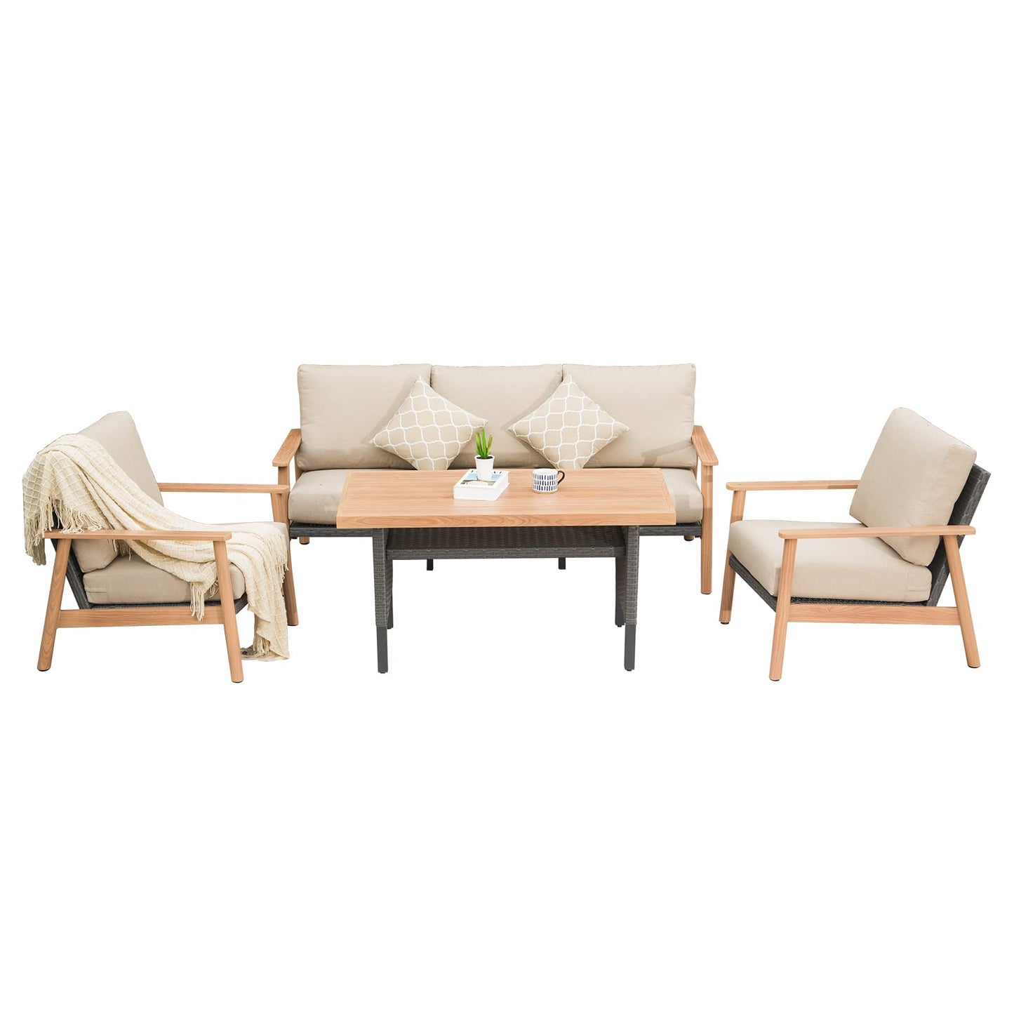 Outdoor Wicker Patio Furniture Sets 4 Pieces