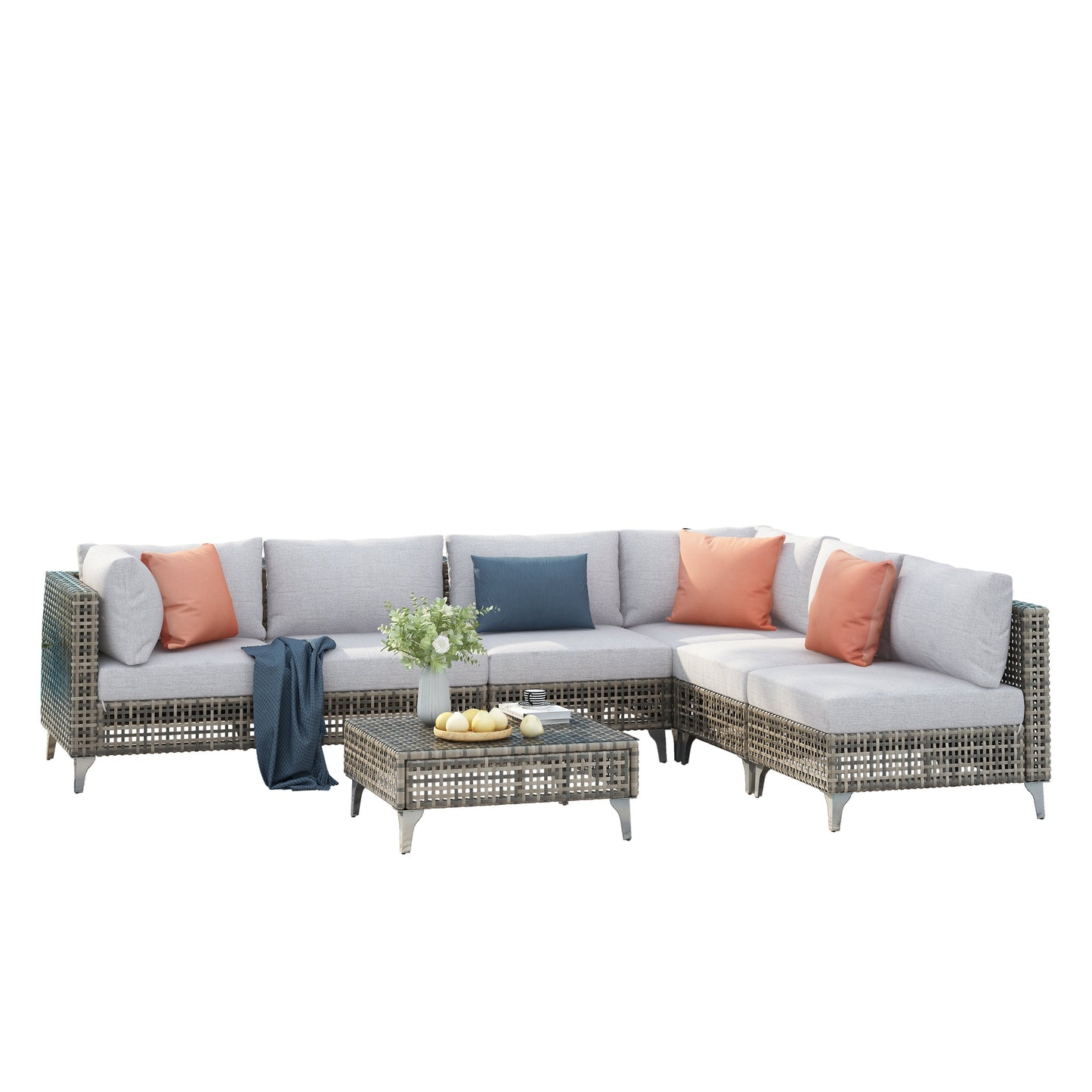 K&K 7-Piece Wicker Patio Furniture Set