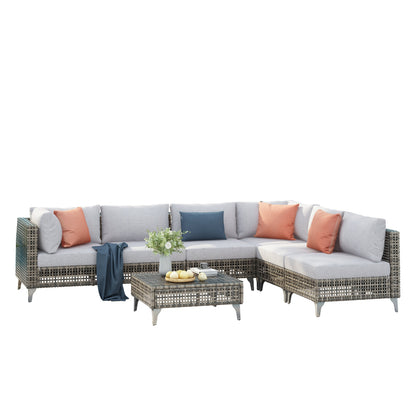 K&K 7-Piece Wicker Patio Furniture Set