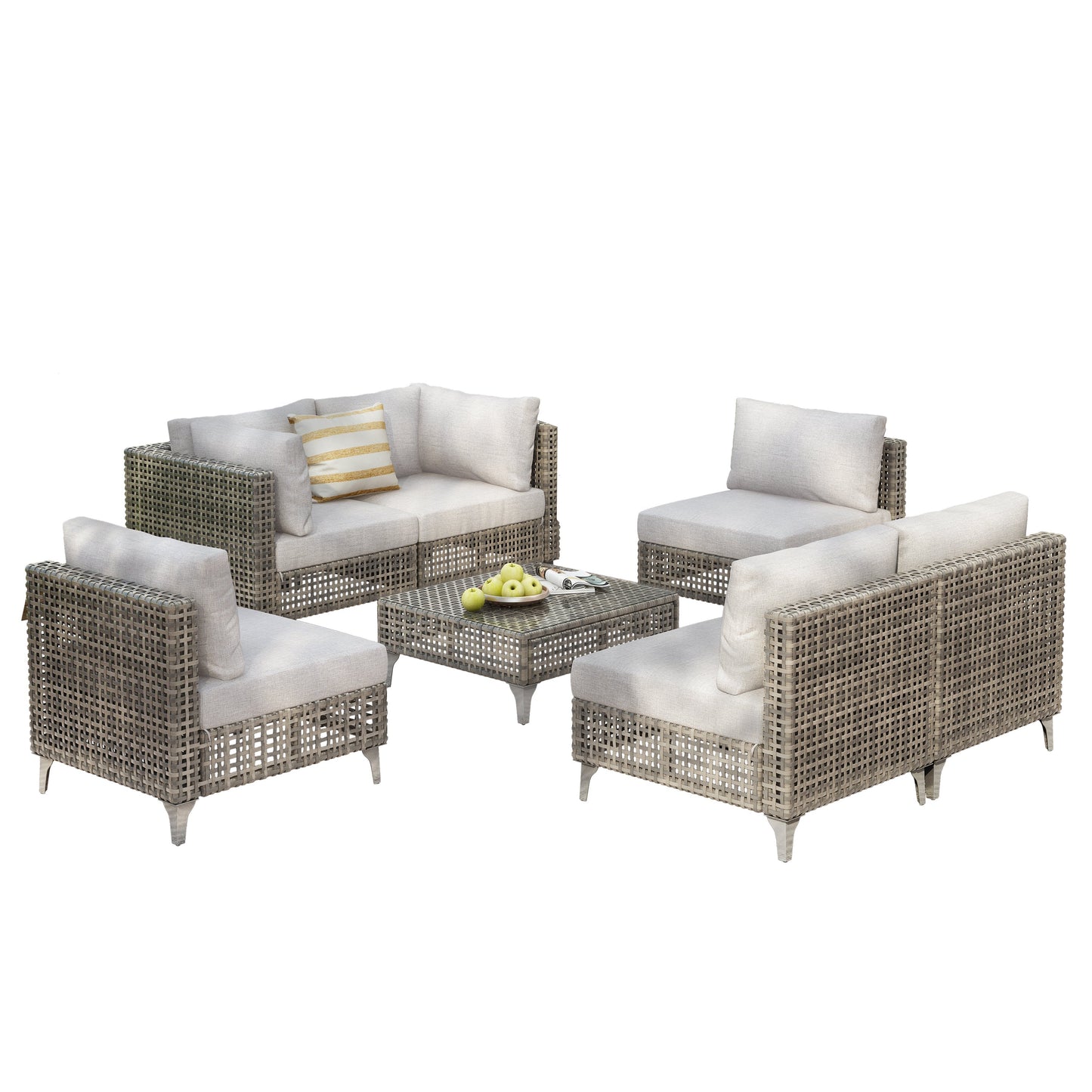 K&K 7-Piece Wicker Patio Furniture Set