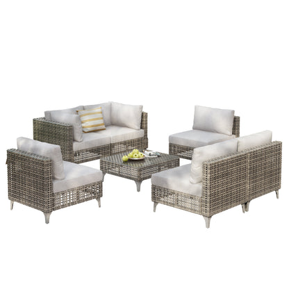 K&K 7-Piece Wicker Patio Furniture Set