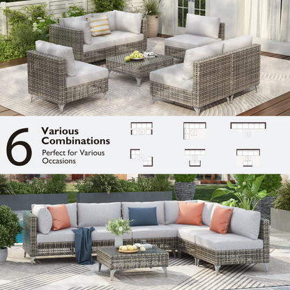 K&K 7-Piece Wicker Patio Furniture Set