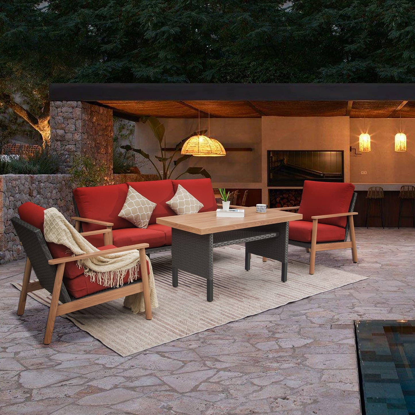 Outdoor Wicker Patio Furniture Sets 4 Pieces