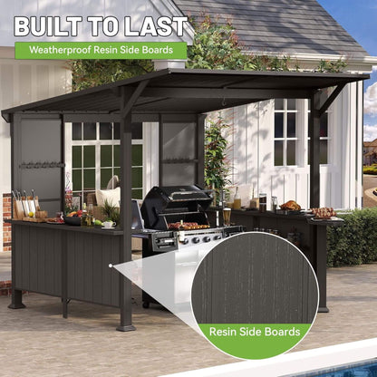 [09X10FT] Alora Modern Slanted Hardtop Alloy Steel Grill Gazebo (SAK32687)