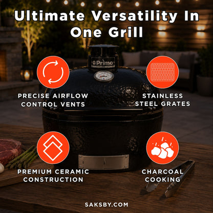 Primo Oval XL 400 Ceramic Kamado BBQ Grill W/ Stainless Steel Grates [PGCXLH] (SAK23100)